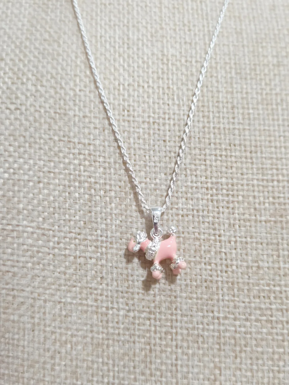 Silver Pink Poodle Pendant Necklace - Women Jewelry